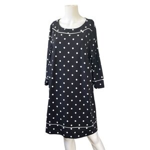 Lands End Black White Polka Dot Dress Knee Length Knit Plus Size 1X